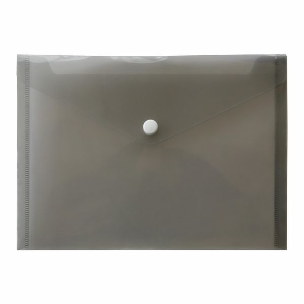JMS we create smile A4 Translucent Stud Wallet (50 Pcs) Plastic Popper Document Wallets Waterproof, Clear Transparent Folder – Plastic Popper Wallet with Button Closure (Gray)