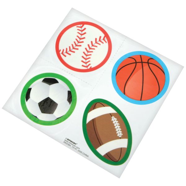 Sports Ball Tattoo High Count Favor - 2" x 2" | Assorted Design | Pack of 48