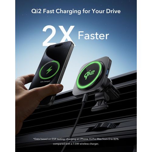 ESR for Qi2 15W MagSafe Car Charger, Qi2-Certified Wireless Car Charger, Air Vent/Dashboard Car Phone Holder Wireless Charger, Magnetic Phone Car Mount for iPhone 15 Pro Max 14 13 12, Fast Charging