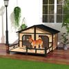 Wooden Elevated Backyard All Weather Rustic Log Cabin Pet Dog House Kit
