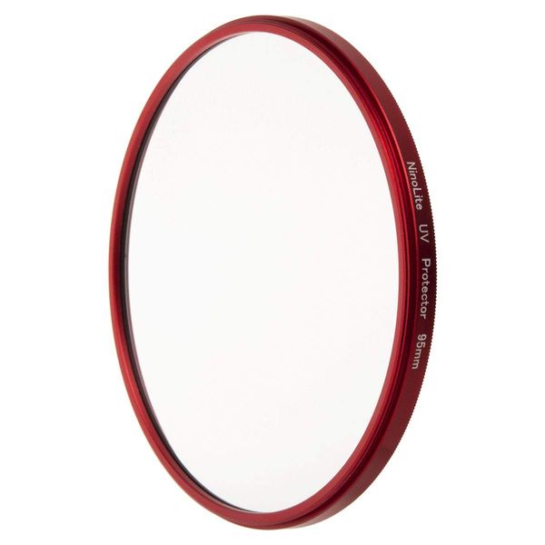 NinoLite Red Border 95mm UV Filter Camera Lens Protection with Lens Cap Attachment Over Filter