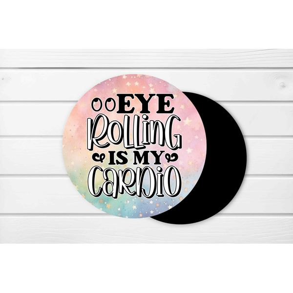 4, Eye Rolling, 4" Coasters, 4mm thick, neoprene, non-slip (r230)