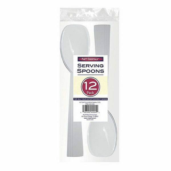 1 of Party Essentials 9.5" Serving Spoon Sets - White 12 Ct.
