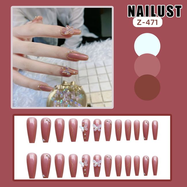 Nails Hands Fingers  [Set of 24] Nail Tips Nail Tips Nail Stickers False Nails False Nails Present Paste Nails Peelable Summer Nails Nail Supplies Nail Art Nail Parts NAILUST