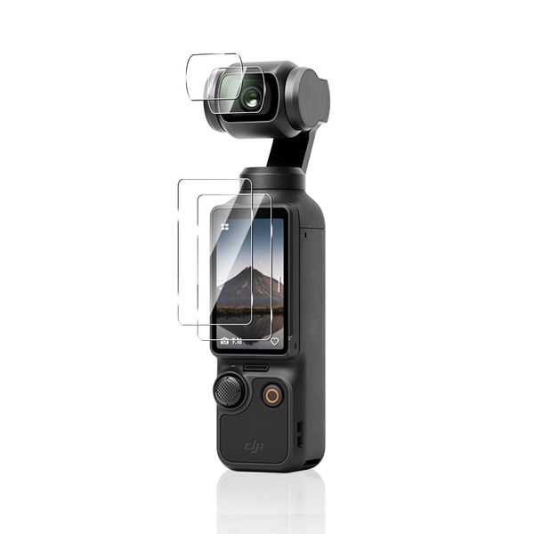 Maxku DJI Osmo Pocket 3 Camera Lens Protective Film [2 Main Film + 2 Lens Film] for DJI Action Camera Osmo Pocket 3, Glass Film, Osmo Pocket Protective Film, 9H Hardness, Bubble-Free Fingerprint, Shatterproof, High Sensitivity, High Transparency, Round Ed