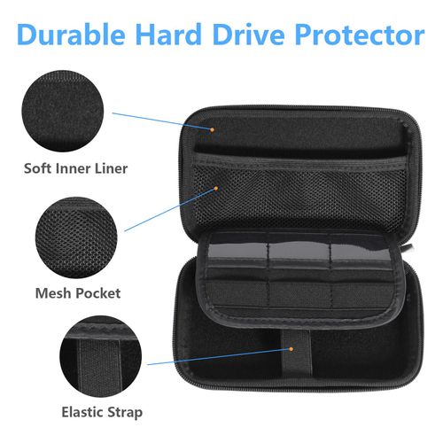 GARRULAX Gadget Case Waterproof Double Layers All-in-One Designed for External Hard Drive,USB Flash Drives,SD Card,Power Banks with Hand Strap (Black)