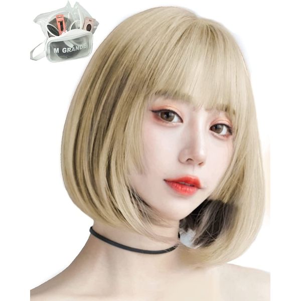 M Grande DY02C Premium Line Wig, (Created by Top Stylist), 6-Piece Set, Princess Cut, Women's Wig, Bob, Long, Face Shrinking, (Princess Gold Beige