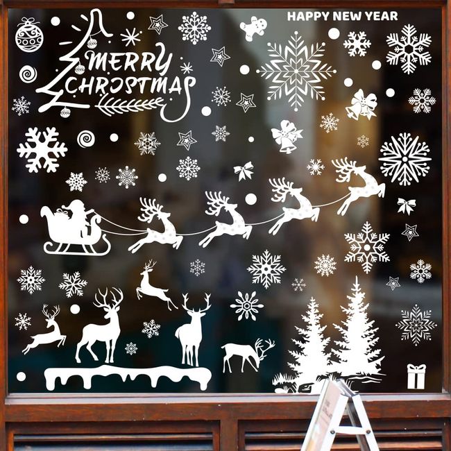 Tarkio Christmas Decorative Window Stickers Static Static Removable 192 Pieces Wall Stickers Gel Stickers Wall Decor (Snowflake)