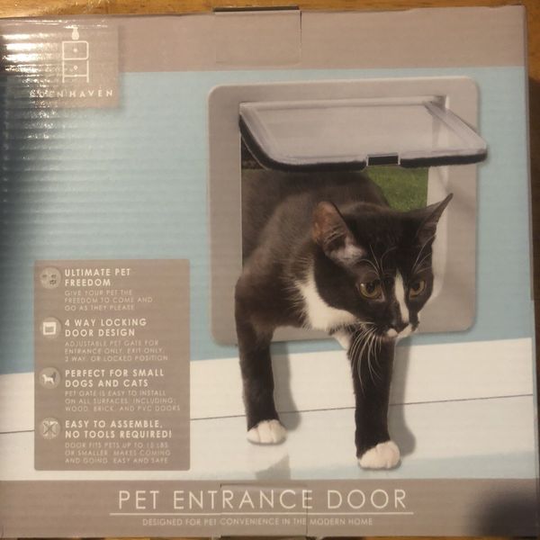 Pet Door Small 4 Way Lock New Easy Installation Cat Dog Indoor Outdoor