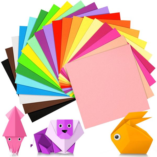 IOOLEEM Origami Paper, 200 Sheets, 20 Colors, 6 Inch Square, Double Sided Colored paper.