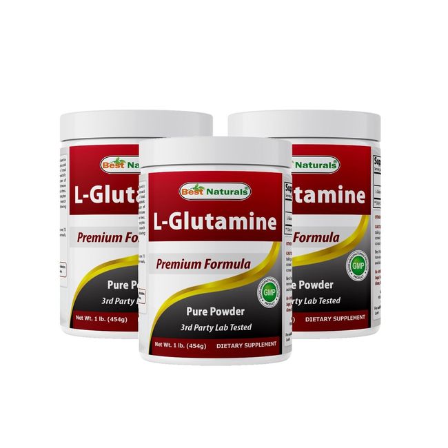 3 Pack Best Naturals L-Glutamine 1 LB Powder