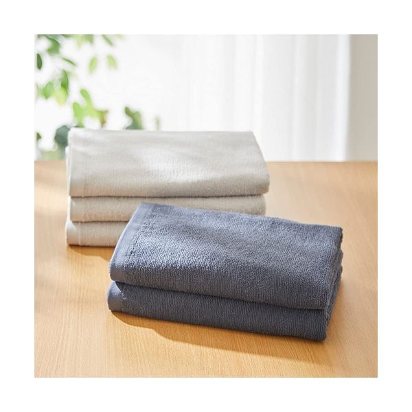 Nissen Bath Towels, Set of 5, Ultra Thin, Thin, 100% Cotton, Easy to Dry, Solid, Simple, Basic, Chic Color, Approx. 23.6 x 47.2 inches (60 x 120 cm)