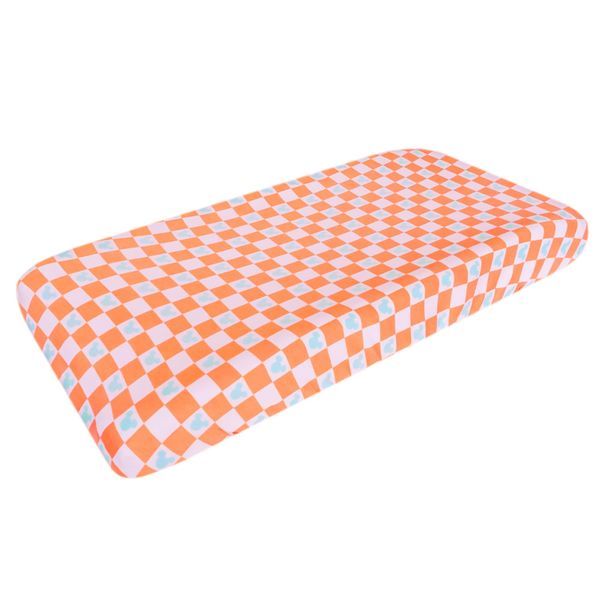 Copper Pearl Premium Knit Diaper Changing Pad Cover 'Mickey Mouse Check'