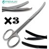 3 Pcs Surgical Northbent Suture Curved Scissors 3.5" Blunt Veterinary New Tools