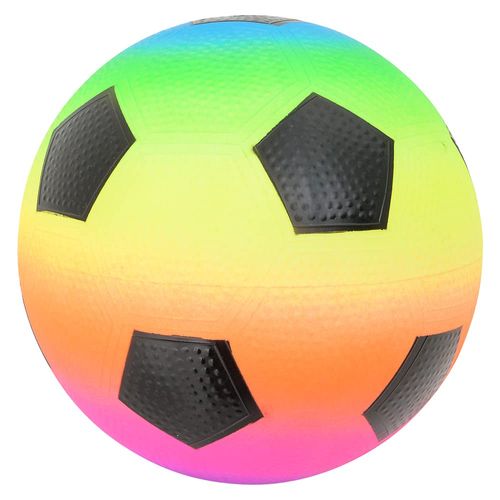 HOWBOUTDIS 9 Inch Rainbow Inflatable Soccer Ball for Kids-Fun Backyard Game Ball- Bright Neon Color-Ages 3+