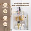 3-Tier Clear Makeup Organizer for Vanity Includes Brush Holder Space Saving