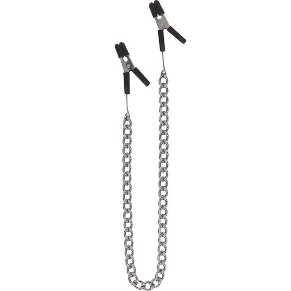 Spartacus Endurance Jumper Cable Nipple Clamps with Link Chain, Silver
