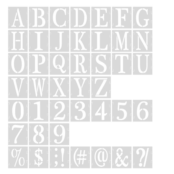 AIEX 43pcs 1 Inch Letter and Number Templates, Reusable Plastic Uppercase Letter Stencils Alphabet Stencils Punctuation Marks Symbol Numbers Craft Stencils for Scrapbook Painting DIY Craft