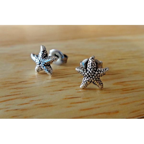Sterling Silver TINY 8mm Starfish Star Fish Studs Earrings!