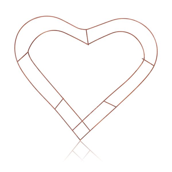 West5Products 4x Wreath Heart Shaped Flat Wire Copper Frame 12"