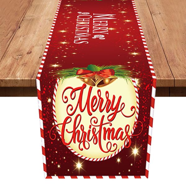 Xinvery Merry Christmas Table Runners, Xmas Decorative Linens Table Flag Red Christmas Tablecloth for Dining Party Christmas Decorations 180x35CM