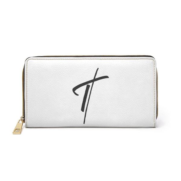 Womens Wallet, Zip Purse, White & Black Cross - One size