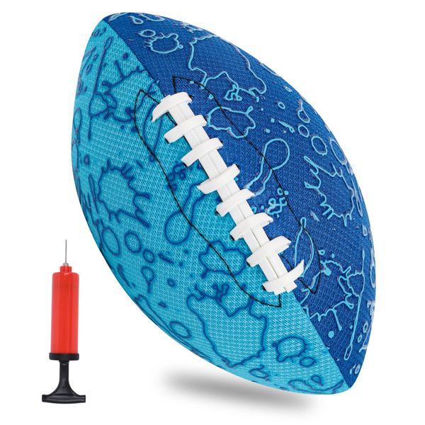 LOVEINUSA Inflatable Football for Kids, Practice Football with Pump 9.3 Inch Rubber Football with Special Grip Pattern for Kids