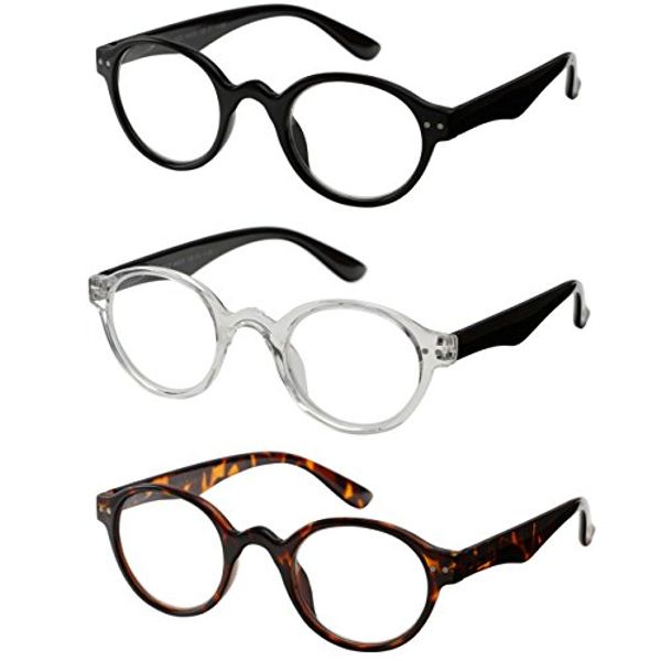 Success Eyewear Reading Glasses 3 Pair Spring Hinge Professer Readers for Men and Women Fashion Glasses for Reading +2.5