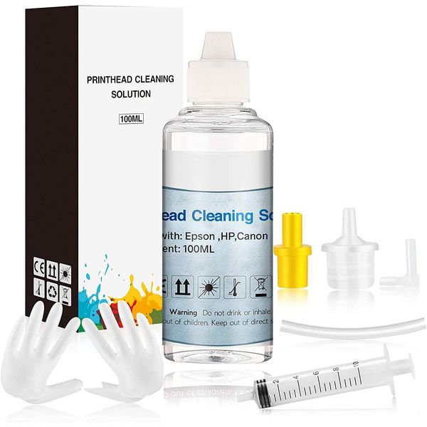 WOKOK Printer Cleaning Kit | Printhead Cleaning Kit | for Inkjet Printers HP/Brother/Epson/Canon WF-7710 WF-3640 7620 8600 8610 8620 WF-2750 WF-2650 ET-2750 ET-2650 C88 Liquid Printers Nozzle（100ml）