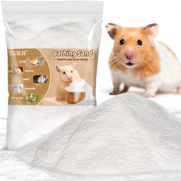 Sukh 420g Hamster Sand Bath - Dust Free Desert Sand Hamster Bedding Reptile Silica Sand Gerbil Hideout for Hamster Chinchillas Gerbil Syrian Mice Small Animals Small Pets