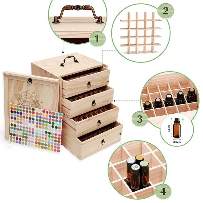 Essential Oil Bottles Storage for 192 Bottles Holds 5 10 15 20 30ml Travel  Box For Young Living & Doterra bottles - Essential Oil Box Natural