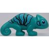 Lego Dark Turquoise Chameleon with Black and Bright Light Blue Stripes Pattern