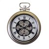 Metal Pocket Watch Style Skeleton Wall Clock with Moving Gears