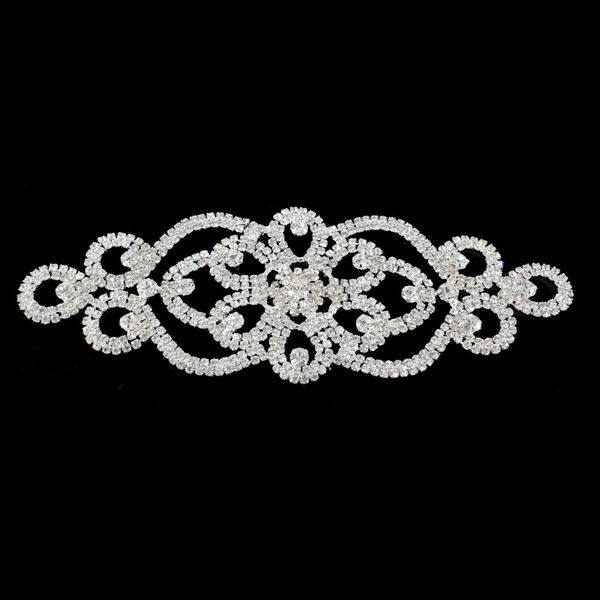 Trimming Shop Diamante Motif Sew On Rhinestone Applique Crystal Patch for Embellishment Wedding Bridal Dresses, Gowns, Crafts, Clothing Decoration,150mm x 70mm