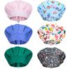 SATINIOR 6 Pieces Working Caps with Buttons Elastic Bouffant Turban Hats with Sweatband Printed Work Caps Unisex Hair Covers