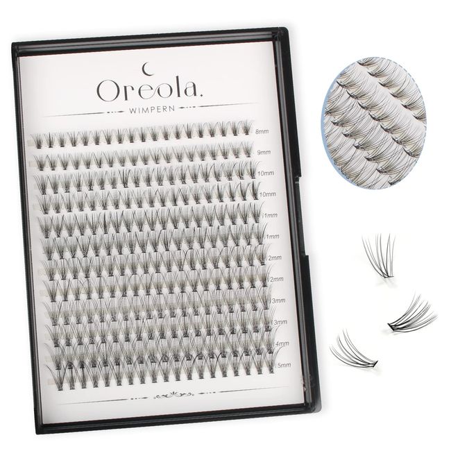 Oreola 20D Cluster Lash Extensions Mixed False Eyelash Extensions 228Pcs Lashes Cluster Natural and Wispy Reusable Eyelash Bundles 0.07D Curl 8-15mm