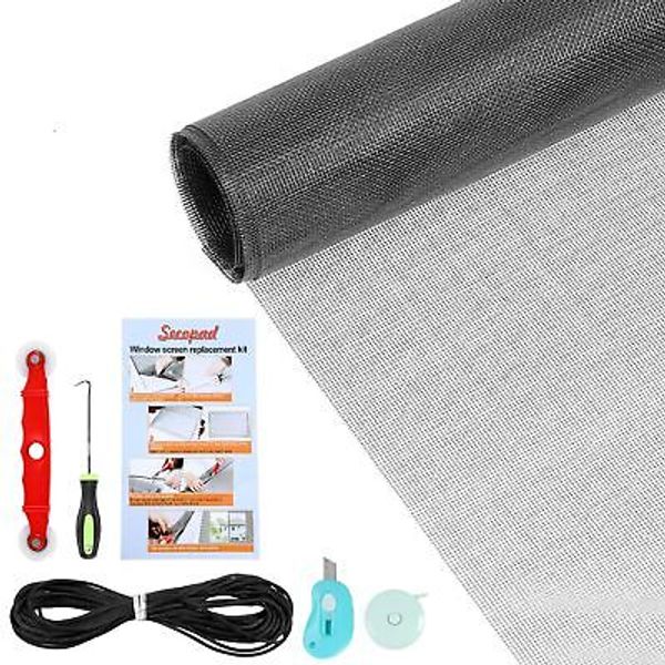 Window Screens Replacement Repair Kit 59in x 159in Screen Door Mesh Replaceme...