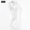 AESCO School Swimsuit, T-Bag, Excellent Elasticity, Smooth to Put On and Take Off, Pleasant Texture, Cute, Super Sexy & Glossy, High Leg, Leotard, Competition Swimsuit, Smooth, Cosplay, Gymnastics Clothes, wht, M