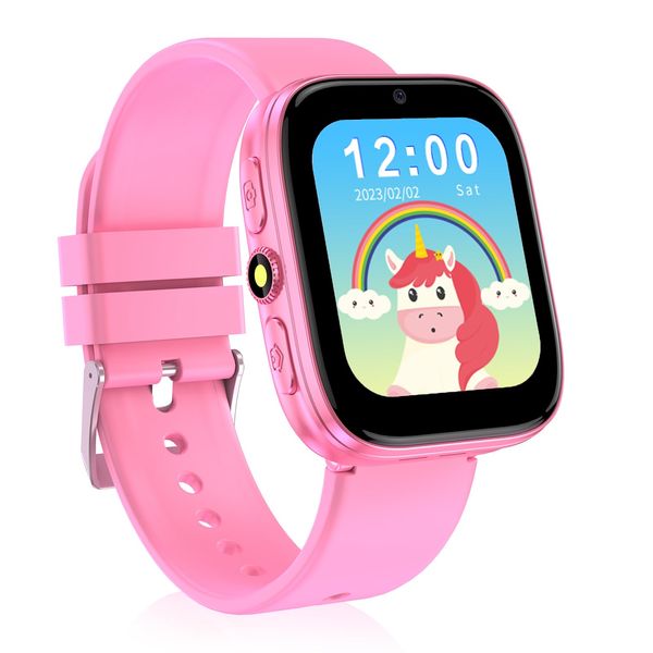 WISYME Kids Smart Watches for Girls Boys with Puzzle Games/Habit Tracking/Audio Book/Learn Card, HD Touch Screen Pedometer Camera Alarm Clock Educational Birthday for Ages 4-12 (Pink)