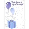Blue Purple Balloons with Silver String Present 8 Graduation Thank You Notes