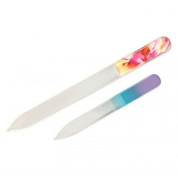 Glass nail file set (large and small) (scarlet)