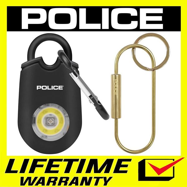 POLICE Personal Alarm Keychain Flashlight 130 dB Emergency Pocket Alarm Black