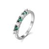 Ladies Handmade Solid Sterling 925 Silver Emerald and White Sapphire Eternity Ring (Q)