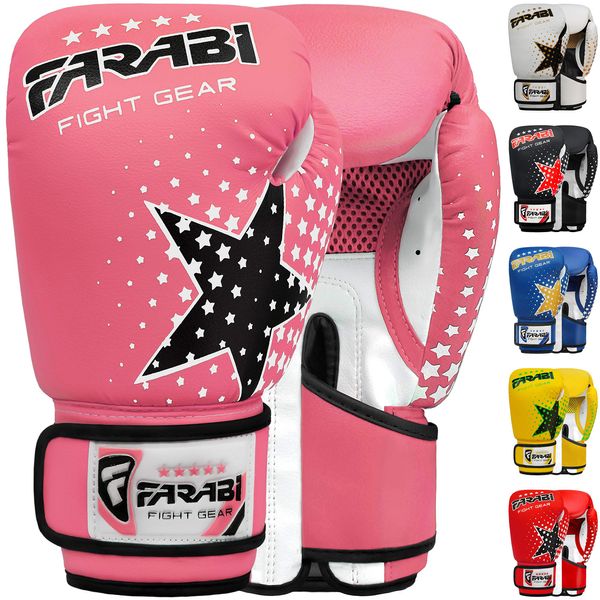 Farai kids boxing gloves 6-oz kickboxing muay thai training MMA sparring gloves, Best gloves for training on punching bag, focus pads Practice (Pink, 6-oz)