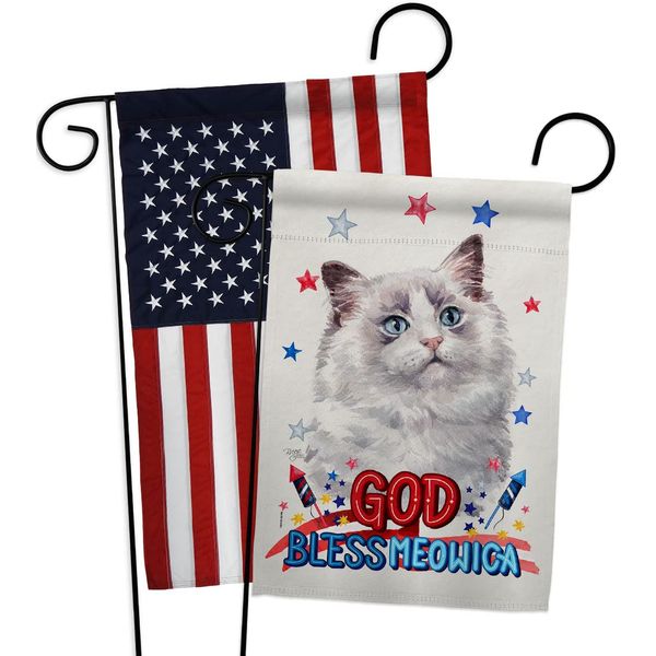 Breeze Decor Patriotic Bicolor Ragdoll Garden Flag Pack Cat Kitten Meow Spoiled Paw Fur Pet Nature Farm Animal Creature Applique House Banner Small Yard Gift Double-Sided, Made in USA