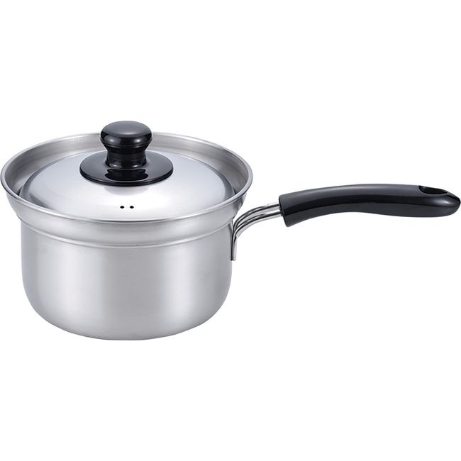 Wahei Freiz Enzo EM-006 Tsubamesanjo Single Handle Pot with Lid, 6.3 inches (16 cm), Stainless Steel, Induction and Gas Compatible