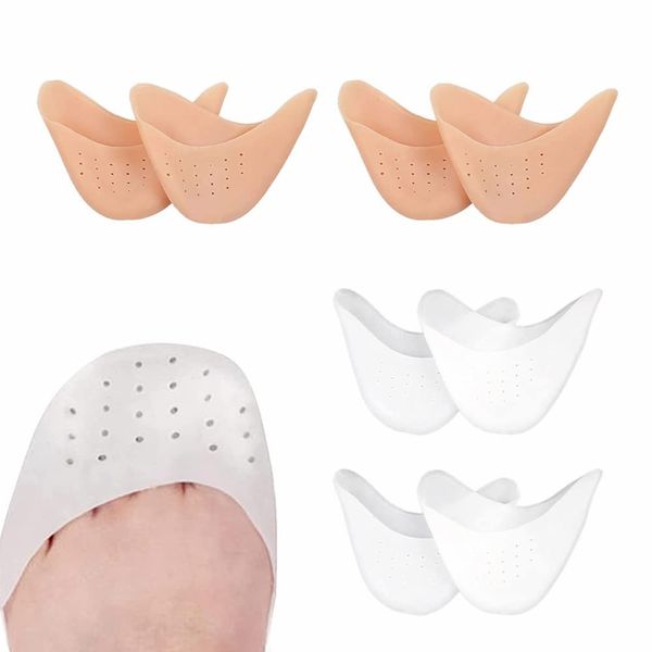 4 Pairs Toe Caps Soft Toe Protectors Silicone Toe Pads Gel Ballet Pointe Pads Toe Sleeves Tip Protectors High Heels Toe Cap Protectors with Breathable Hole