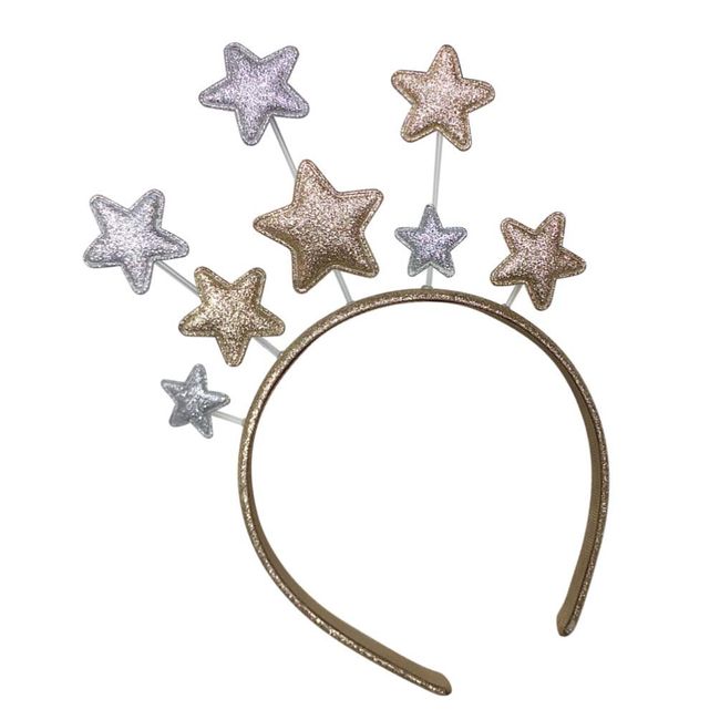 Uonlytech Bridal Hair Clip Christmas Star Headband Shiny Pentagram Head Bopper Holiday Hair Hoop Birthday Hair Accessories for Kid Costume Party Wedding Hair Clip