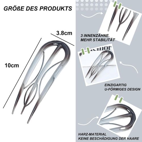 Pack of 6 U Shaped Hair Pins, Large U-Shaped French Hair Pin, Plastic French Hair Pin, French Twist Hair Pin, Hair Fork, French Style Hairpin Hair Pins, Hair Pin for Women and Girls