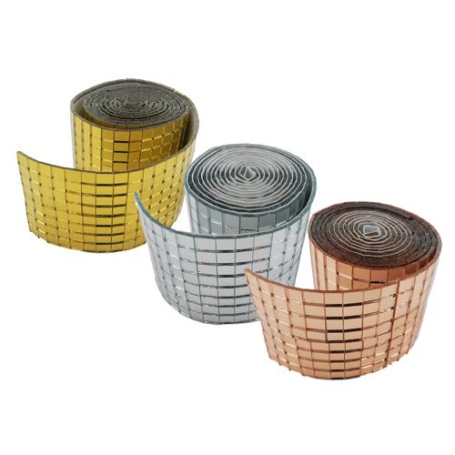 3291 PPLS Decorative Tape Mirror Tile for Remaking and Decorating, 1.6 inches (4 cm) Wide x 3.3 ft (1 m), Assorted Colors